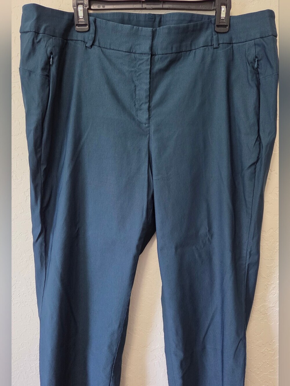 Lane Bryant 4-Season Slim Ankle Pants Teal Blue Zipper Pockets Plus Size 22 - Picture 2 of 10